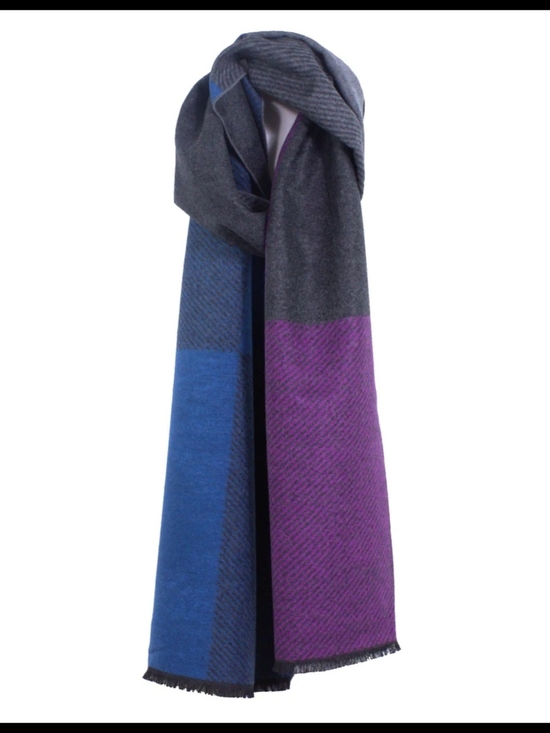 chelsey by Joseph Other - Men's Colorblock Blue & Purple Wool-Blend Scarf